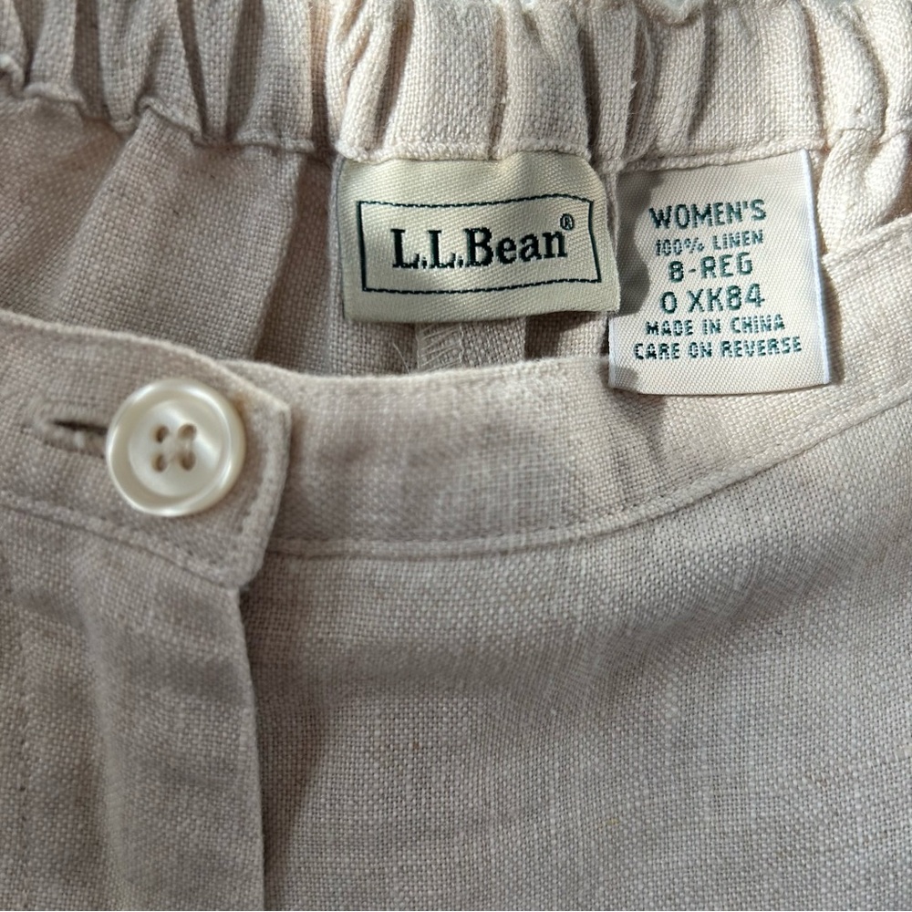 Ll Bean | 100% Linen Tan Matching Set Size 8 Pant… - image 3